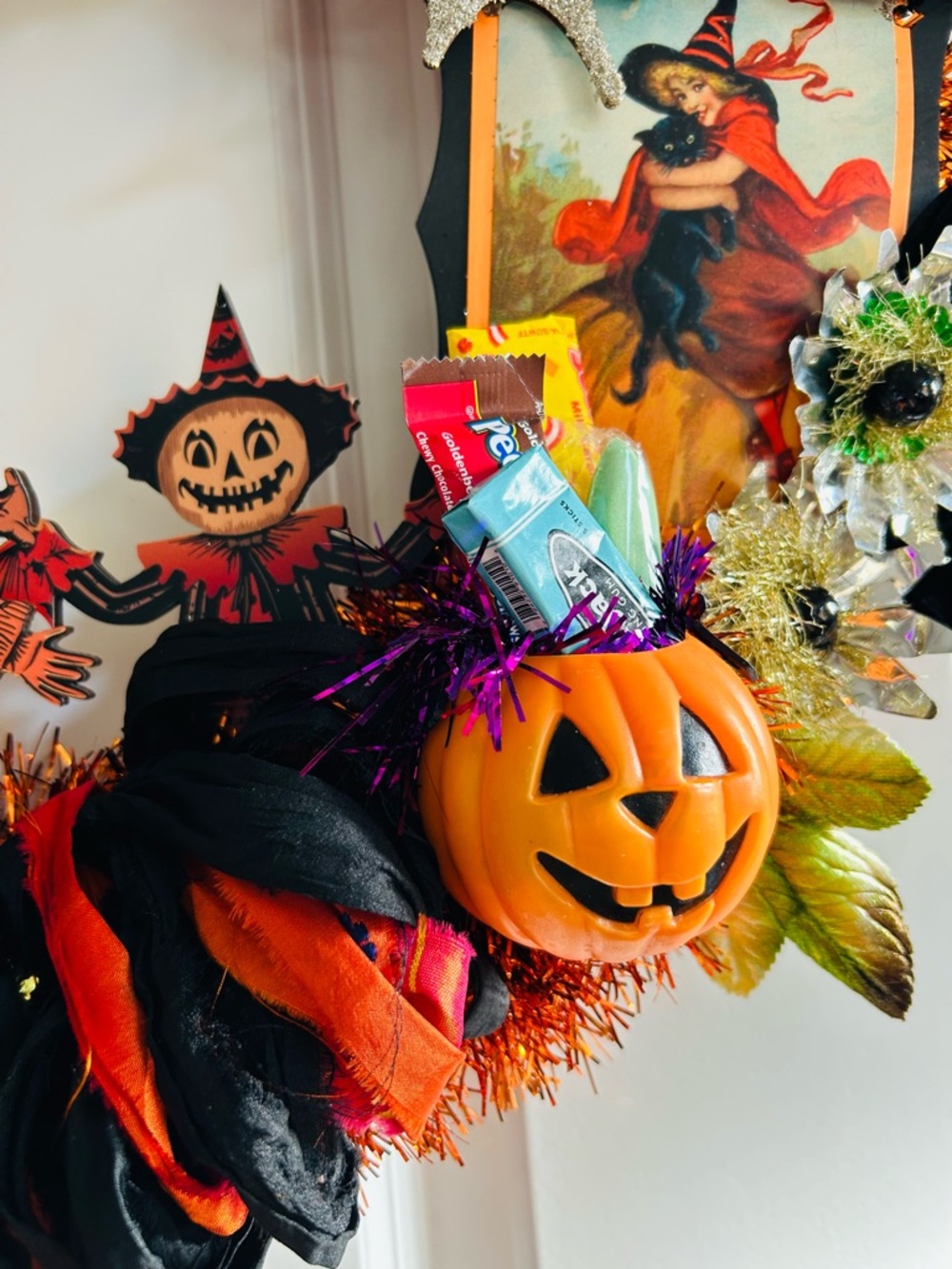 Vintage Repurposed Halloween Festive Holiday Wreath - Picture 6 of 9